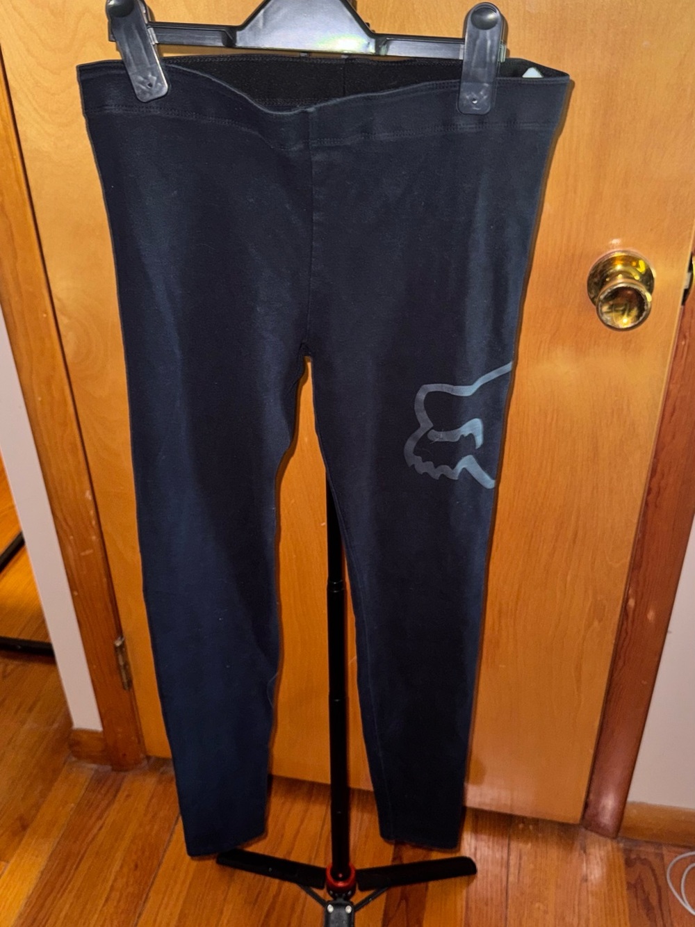 Fox Black Leggings with Grey Fox Head Logo